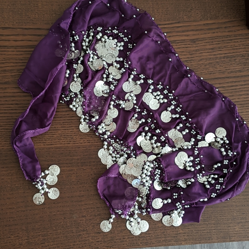 Purple coin jingle sash
